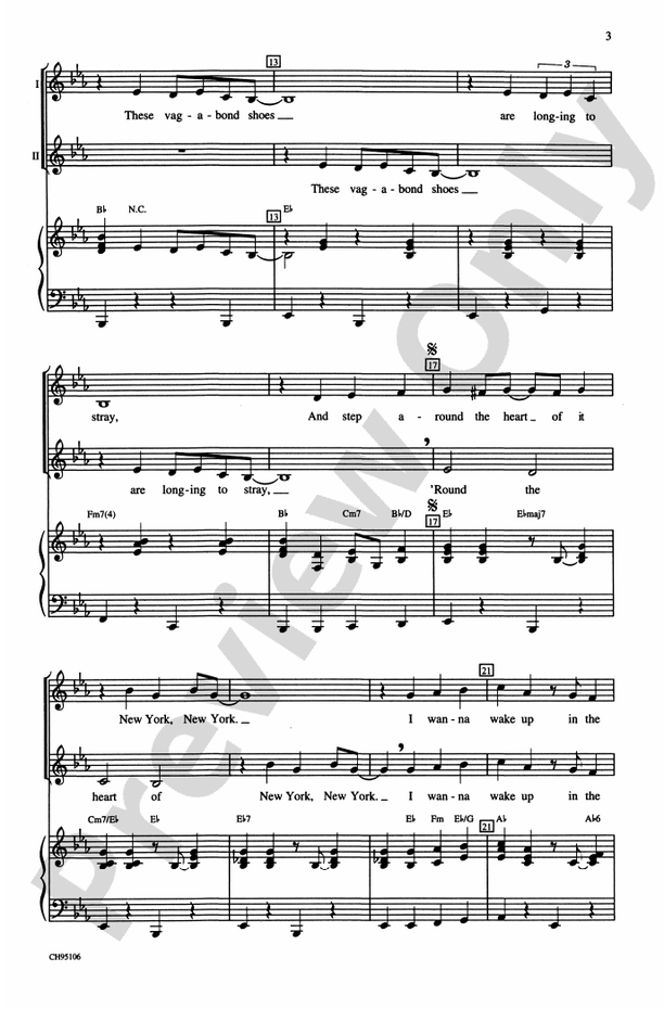 New York, New York, Theme from - Unison / Opt. 2-Part Choral Octavo (Digital Download)