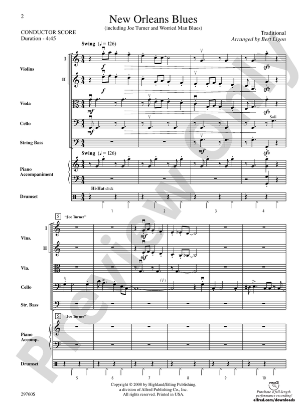 New Orleans Blues – String Orchestra Conductor Score & Parts (Digital Download)