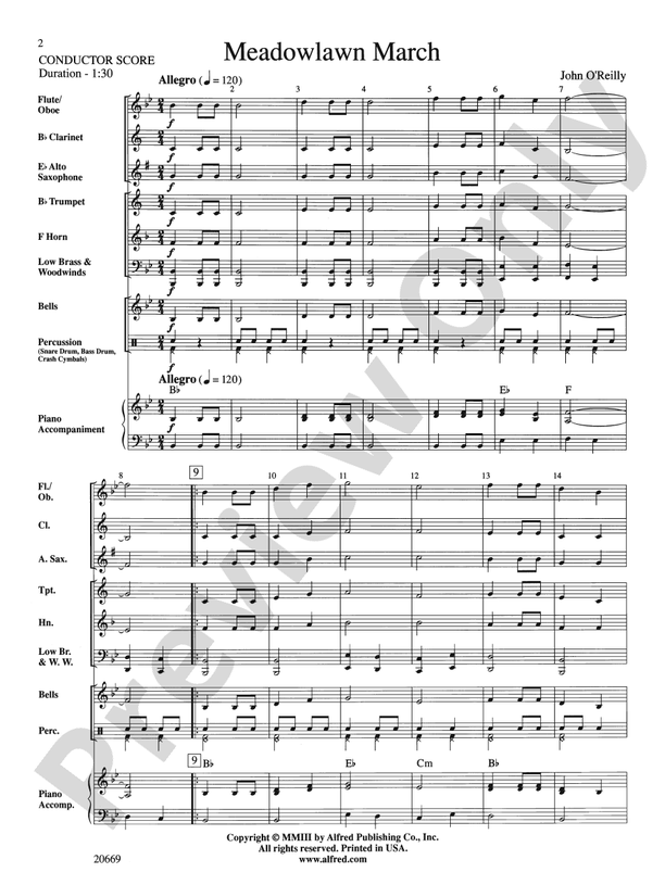 Meadowlawn March - Concert Band Conductor Score & Parts (Digital Download)