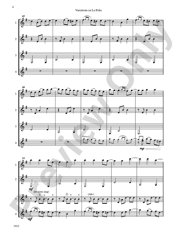 Quartets for Guitar: Three Intermediate Works - Guitar (Digital Download)