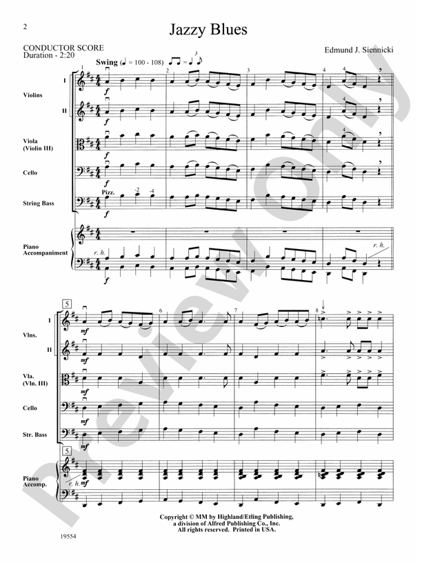 Jazzy Blues – String Orchestra Conductor Score & Parts (Digital Download)