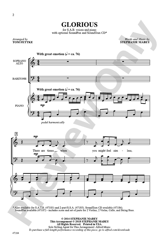 Glorious – SAB Choral Octavo (Digital Download)