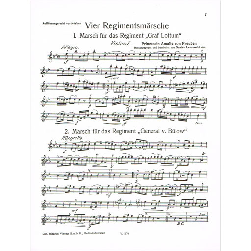 Von Preussen - 4 Regimental Marches - String Orchestra Parts Thomi-Berg V1676-03
