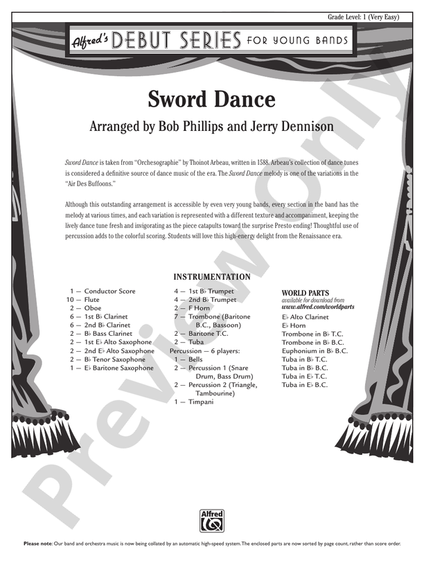 Sword Dance - Concert Band Conductor Score & Parts (Digital Download)