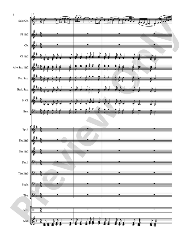 Concertino for Oboe - Concert Band Conductor Score & Parts (Digital Download)