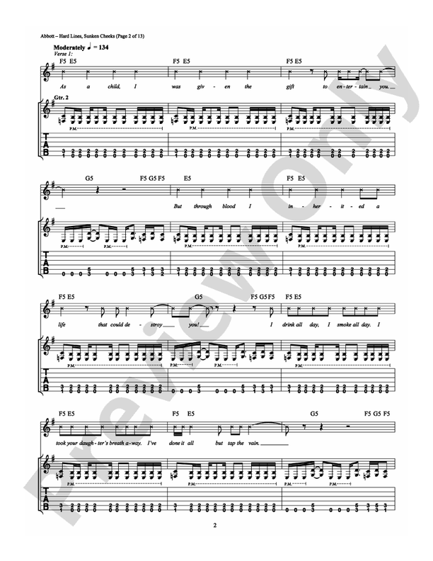 Hard Lines, Sunken Cheeks - Guitar TAB (Digital Download)