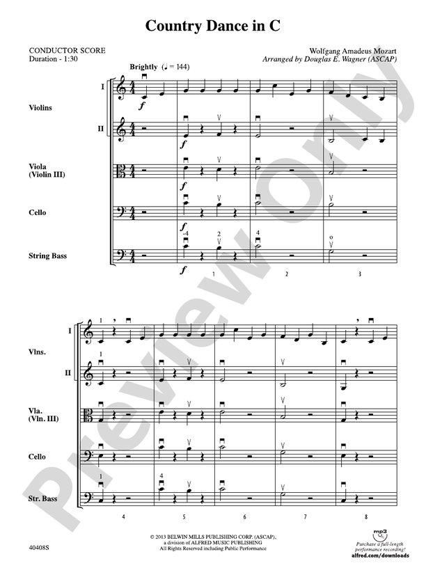 Country Dance in C – String Orchestra Conductor Score & Parts (Digital Download)