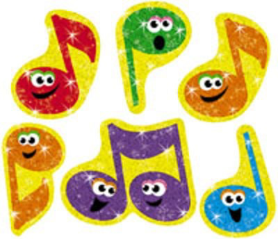 Merry Music Notes Sparkle Stickers (Pack Of 72) -