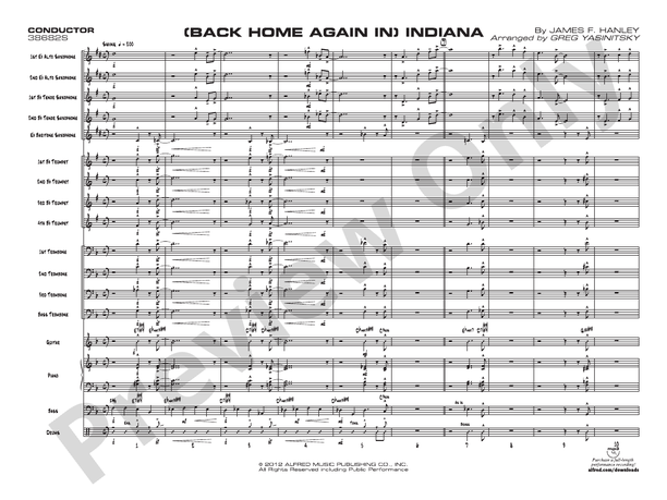 (Back Home Again In) Indiana – Jazz Ensemble Conductor Score & Parts (Digital Download)