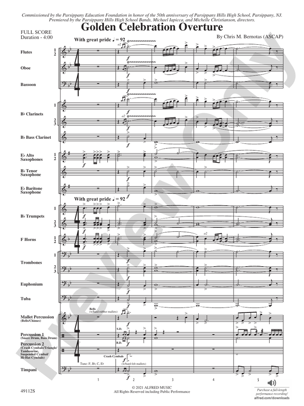 Golden Celebration Overture - Concert Band Conductor Score & Parts (Digital Download)