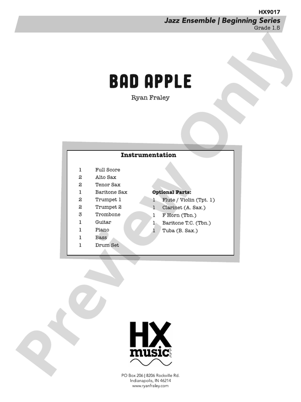 Bad Apple – Jazz Ensemble Conductor Score & Parts (Digital Download)