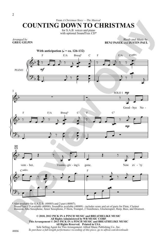 Counting Down to Christmas: A Christmas Story, The Musical - SAB Choral Octavo (Digital Download)