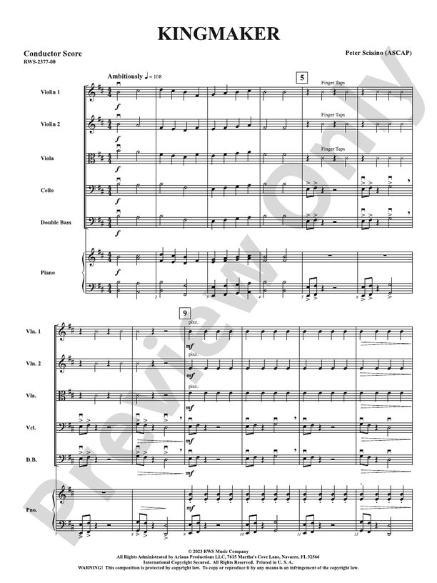 Kingmaker - String Orchestra Conductor Score & Parts (Digital Download)