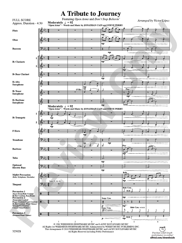 A Tribute to Journey - Concert Band Conductor Score & Parts (Digital Download)