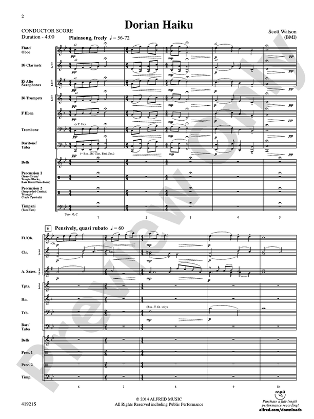 Dorian Haiku - Concert Band Conductor Score & Parts (Digital Download)