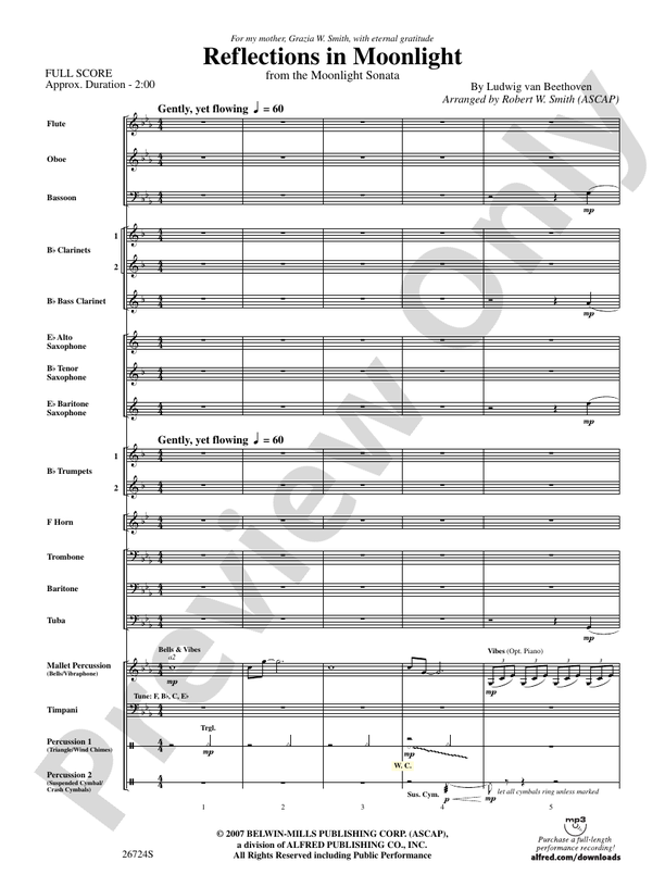 Reflections In Moonlight - Concert Band Conductor Score & Parts (Digital Download)