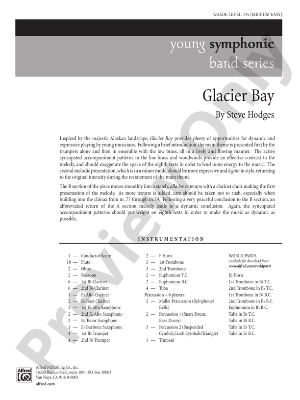 Glacier Bay - Concert Band Conductor Score & Parts (Digital Download)