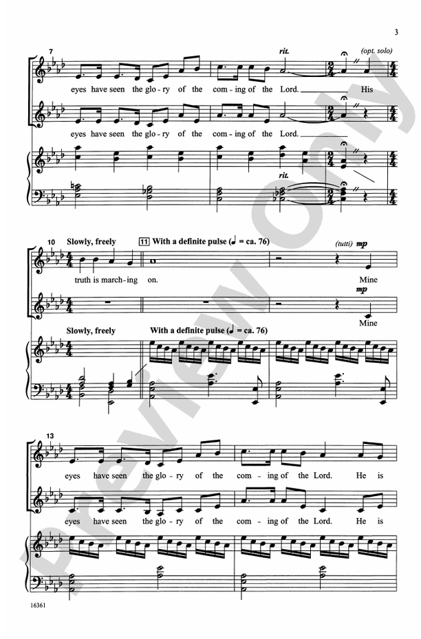 Battle Hymn of the Republic – SSA Choral Octavo (Digital Download)