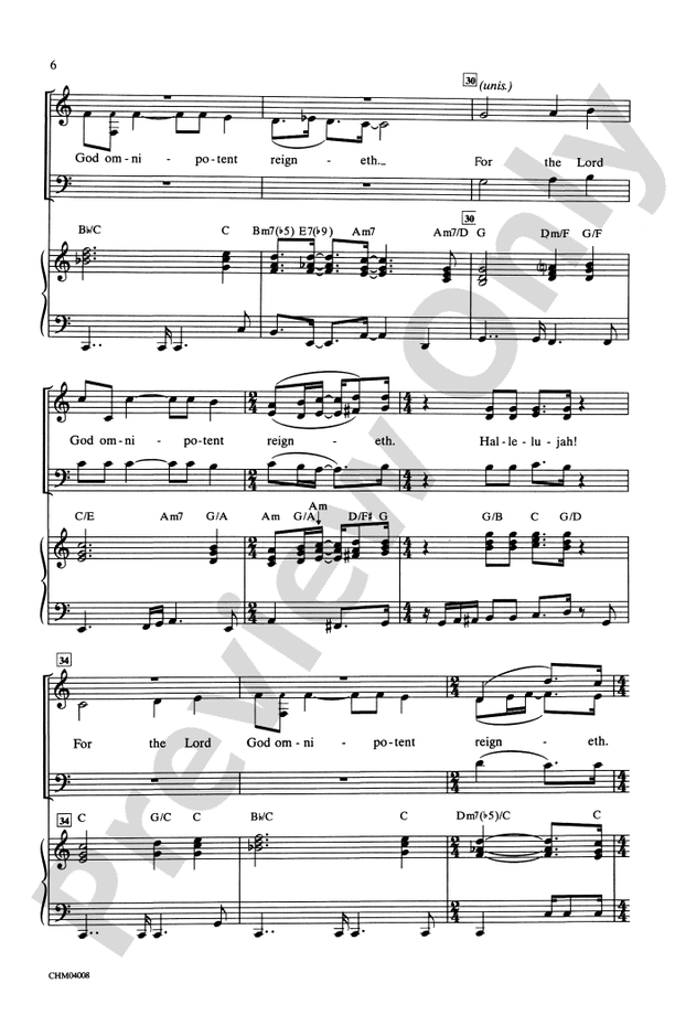 Hallelujah from Handel's Messiah - 3-Part Mixed Choral Octavo (Digital Download)