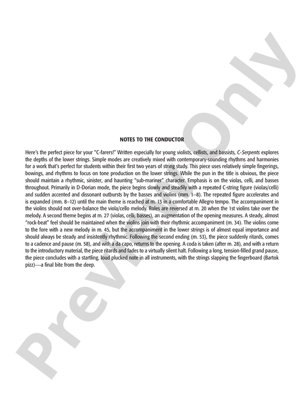 C-Serpents – String Orchestra Conductor Score & Parts (Digital Download)
