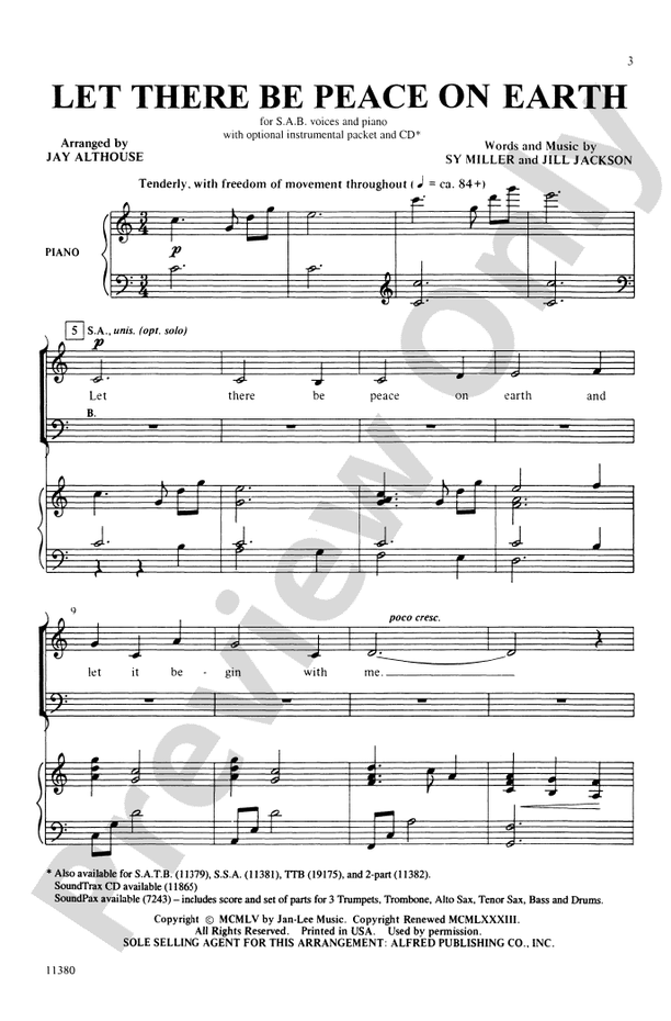 Let There Be Peace on Earth – SAB Choral Octavo (Digital Download)