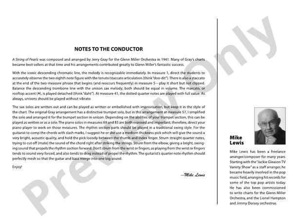 String of Pearls - Jazz Ensemble Conductor Score & Parts (Digital Download)