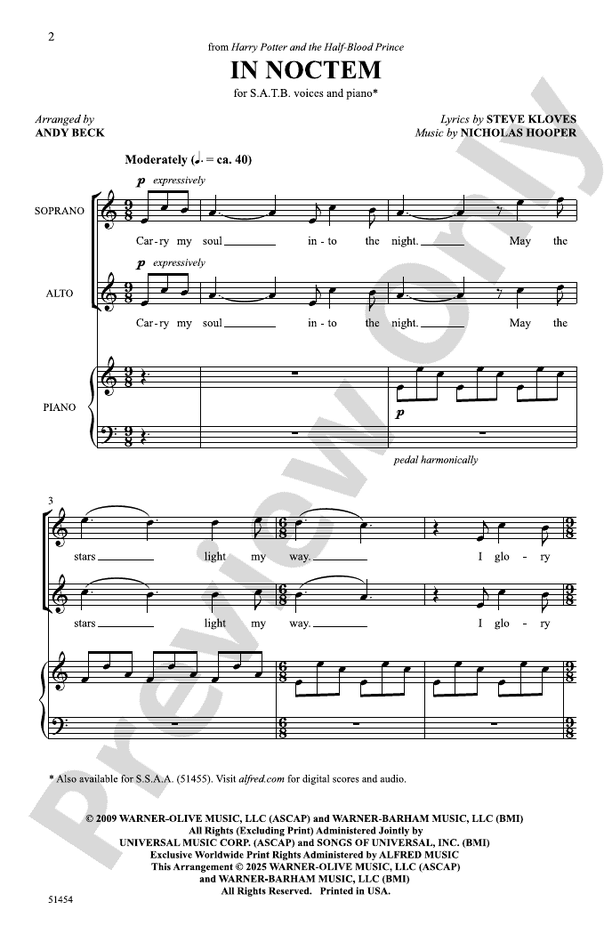In Noctem - SATB Choral Octavo (Digital Download)