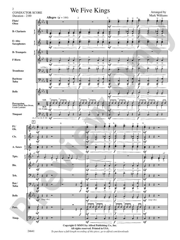 We Five Kings - Concert Band Conductor Score & Parts (Digital Download)