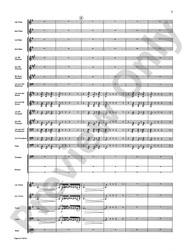 Capriccio Italienne – Full Orchestra Conductor Score & Parts (Digital Download)