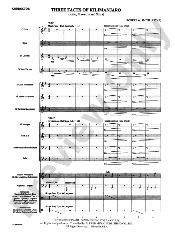 Three Faces of Kilimanjaro (Kibo, Mawenzi, and Shira) - Concert Band Conductor Score & Parts (Digital Download)
