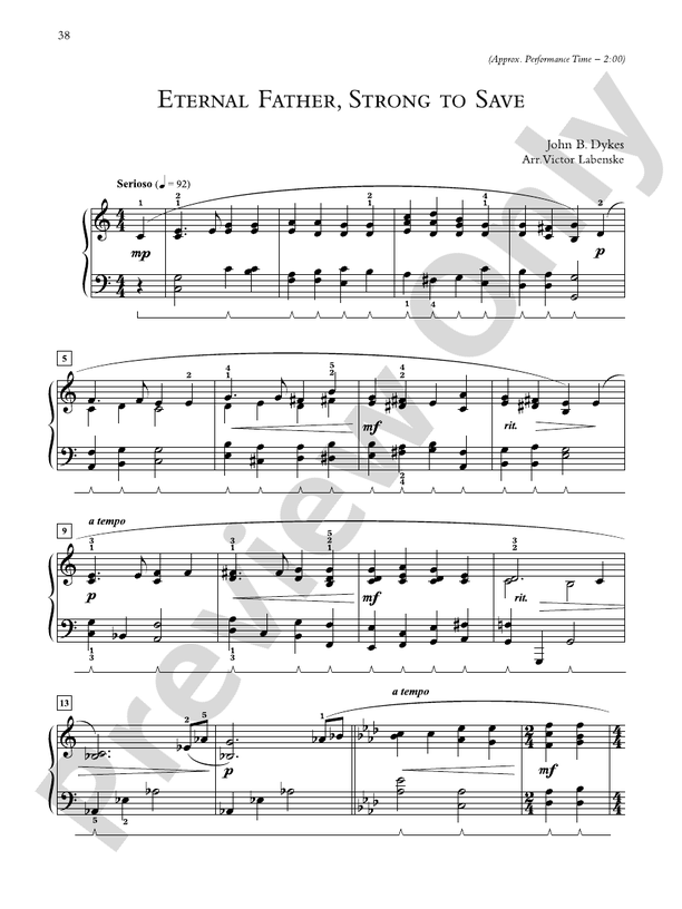 Eternal Father, Strong to Save - Piano Solo (Digital Download)