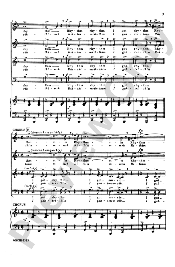 I Got Rhythm - Arr. Clay Warnick – SATB Choral Octavo (Digital Download)