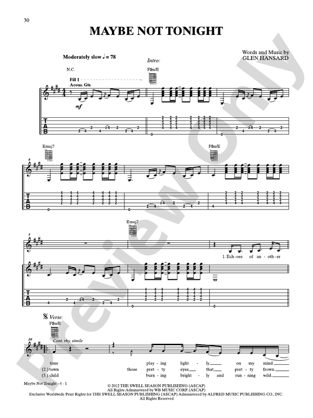 Maybe Not Tonight - Guitar TAB (Digital Download)