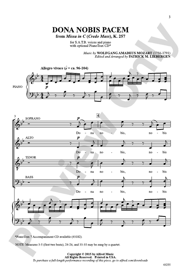 Dona Nobis Pacem (from Missa in C (Credo Mass), K. 257) – SATB Choral Octavo (Digital Download)