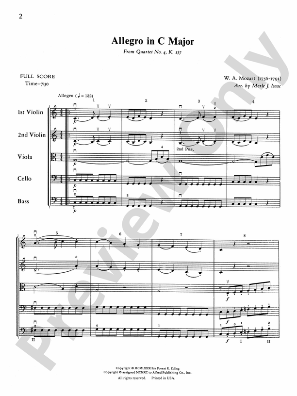 Allegro in C Major – String Orchestra Conductor Score & Parts (Digital Download)