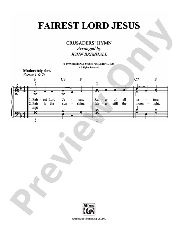 Fairest Lord Jesus - Arr. John Brimhall - Easy Piano (Digital Download)