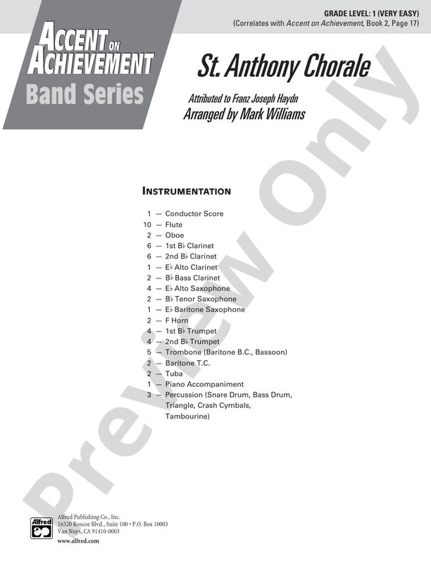 St. Anthony Chorale - Concert Band Conductor Score & Parts (Digital Download)