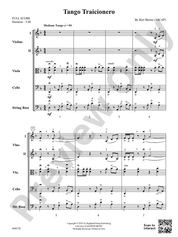 Tango Traicionero - String Orchestra Conductor Score & Parts (Digital Download)