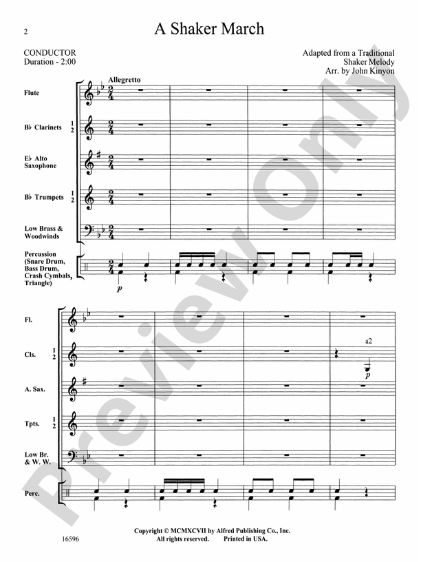A Shaker March - Concert Band Conductor Score & Parts (Digital Download)