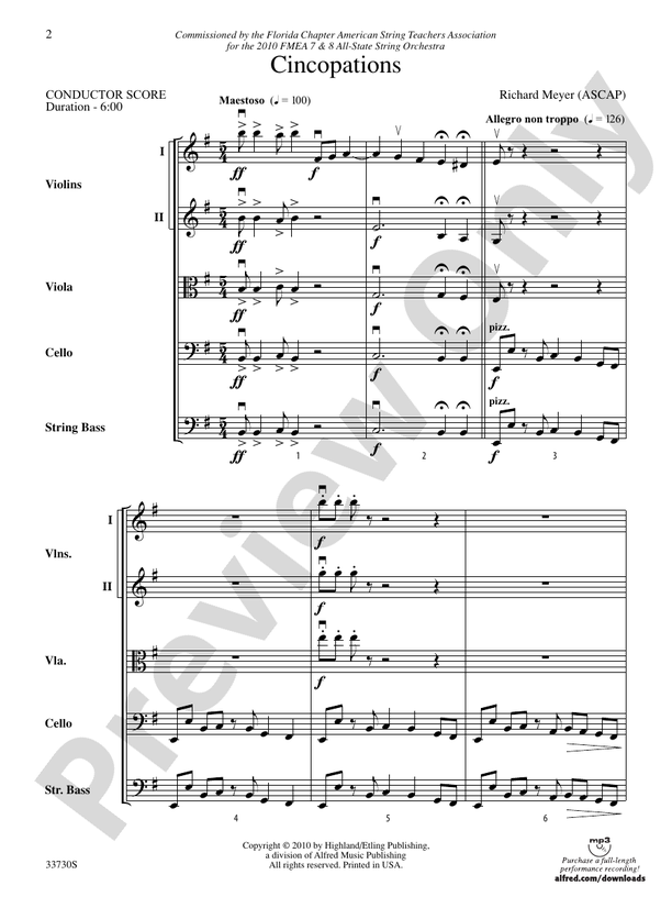 Cincopations – String Orchestra Conductor Score & Parts (Digital Download)