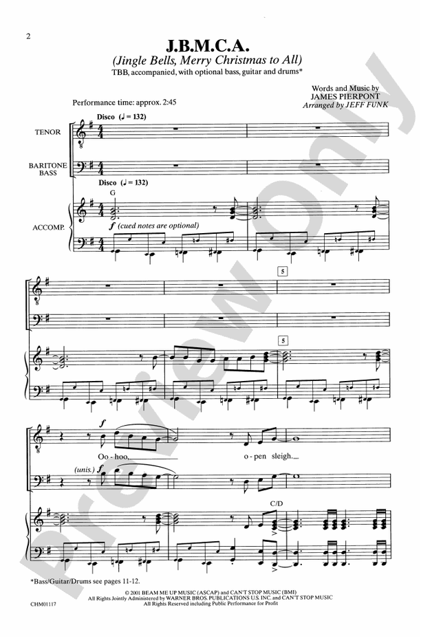 J.B.M.C.A. (Jingle Bells, Merry Christmas to All) – TBB Choral Octavo (Digital Download)