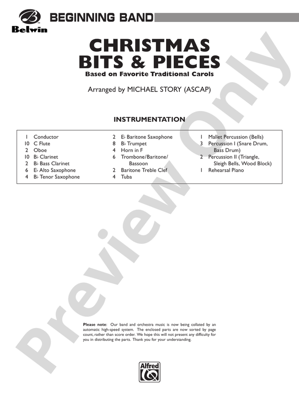 Christmas Bits & Pieces (based on Favorite Traditional Carols) - Concert Band Conductor Score & Parts (Digital Download)