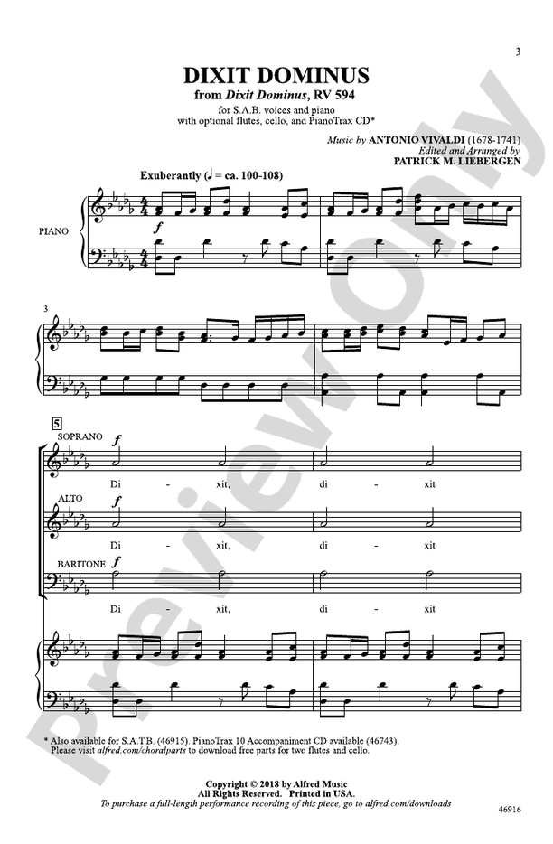 Dixit Dominus – SAB Choral Octavo (Digital Download)