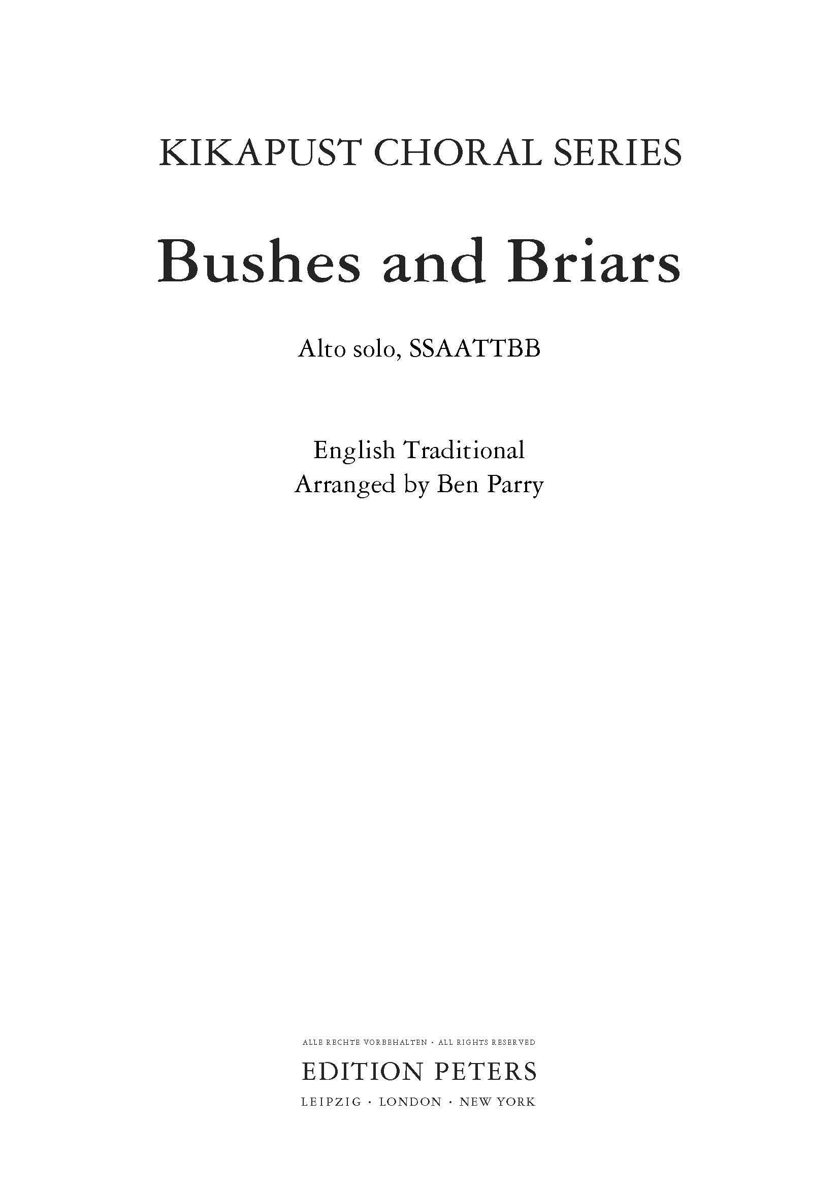 Bushes And Briars - Alto Voice/SATB Choral Octavo (Digital Download)