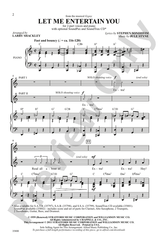 Let Me Entertain You (from Gypsy) – 2-Part Choral Octavo (Digital Download)