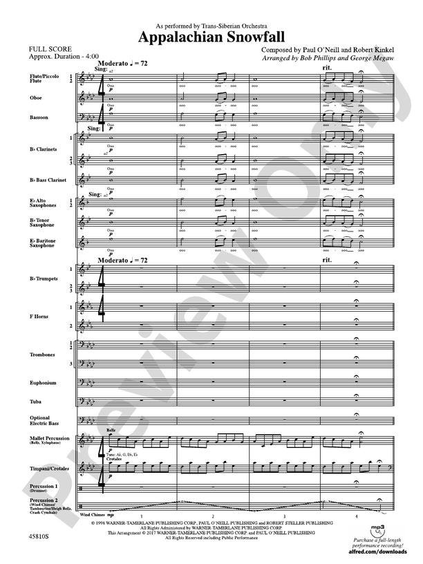 Appalachian Snowfall - Concert Band Conductor Score & Parts (Digital Download)