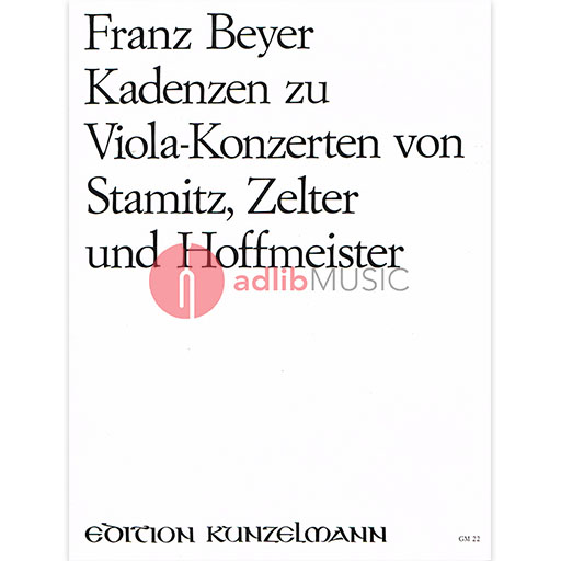 Beyer - Cadenzas for Viola Concertos - Viola Book Kunzelmann GM22