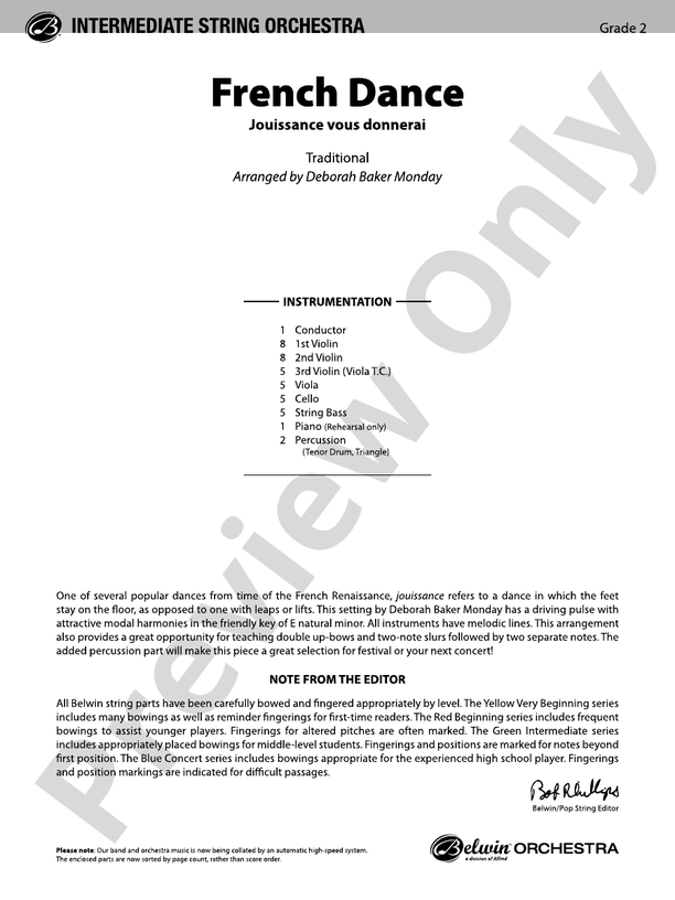 French Dance - String Orchestra Conductor Score & Parts (Digital Download)