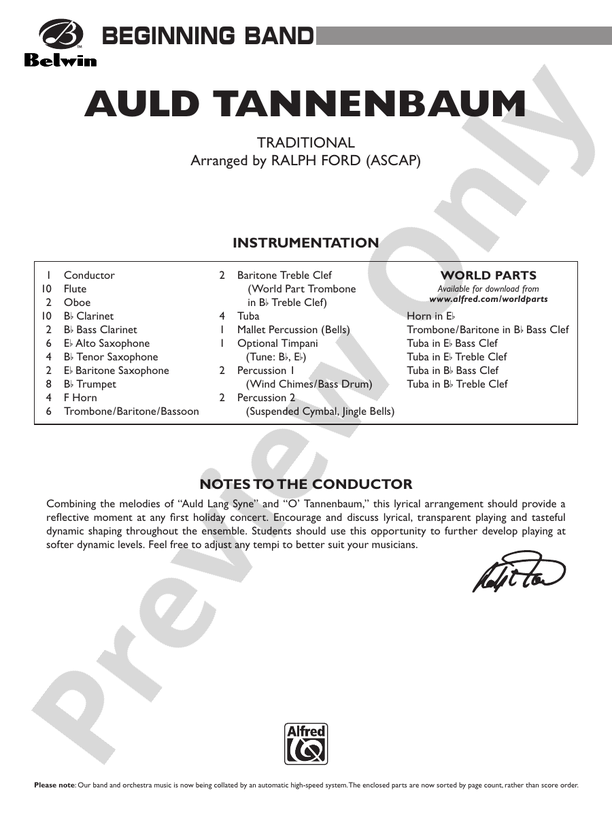 Auld Tannenbaum - Concert Band Conductor Score & Parts (Digital Download)