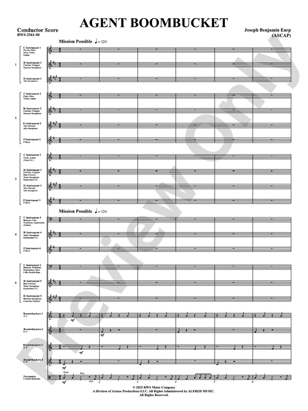 Agent Boombucket - Concert Band Conductor Score & Parts(Digital Download)